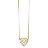 Sophia Jewelers 14K Gold Heart Necklace with Polished Diamond-Cut Satin Finish